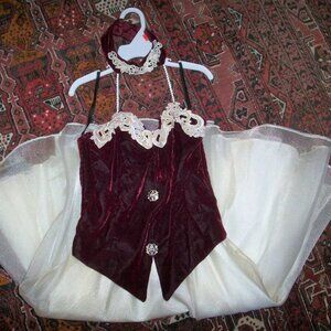 Vintage Peter Fashion Sleeveless Choker Neck Vest Velvet Lace Sexy Dress XS / S